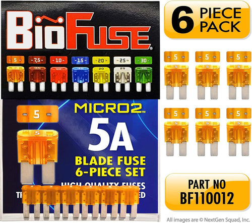 MICRO2 6 Piece 5A Blade Fuse Pack (Automotive and Non-Automotive Use): 6 (5A) Blade Type Replacement Fuses