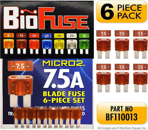 MICRO2 6 Piece 7.5A Blade Fuse Pack (Automotive and Non-Automotive Use): 6 (7.5A) Blade Type Replacement Fuses