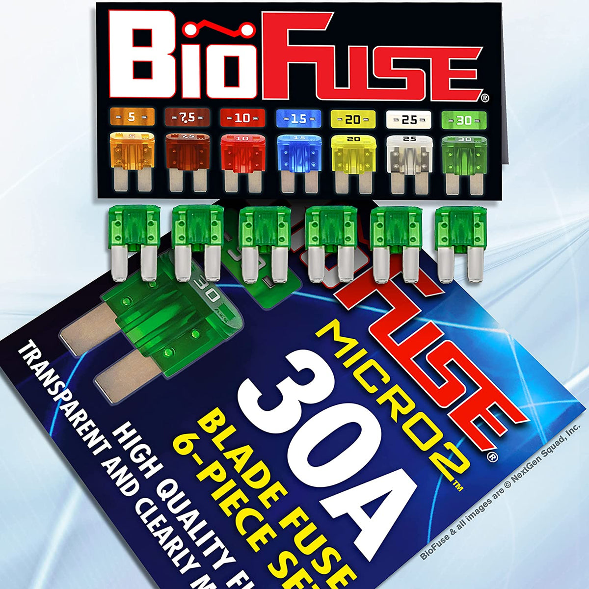 thumbnail image 2 of BioFuse Micro2 Automotive Blade Fuse 7-piece Set 5A - 30A (Transparent 2 of 12