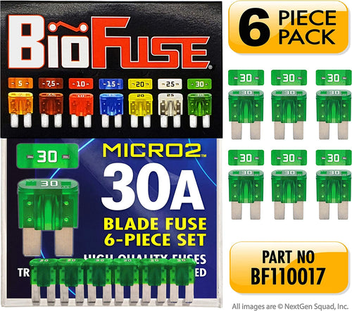 MICRO2 6 Piece 30A Blade Fuse Pack (Automotive and Non-Automotive Use): 6 (30A) Blade Type Replacement Fuses