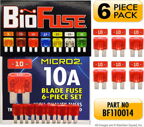 MICRO2 6 Piece 10A Blade Fuse Pack (Automotive and Non-Automotive Use): 6 (10A) Blade Type Replacement Fuses
