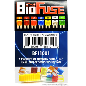 Micro2 15 Piece Fuse Assortment Pack (Automotive and Non-Automotive Use): Set of 14 Blade Fuses + Fuse Puller - 5A 7.5A 10A 15A 20A 25A 30A