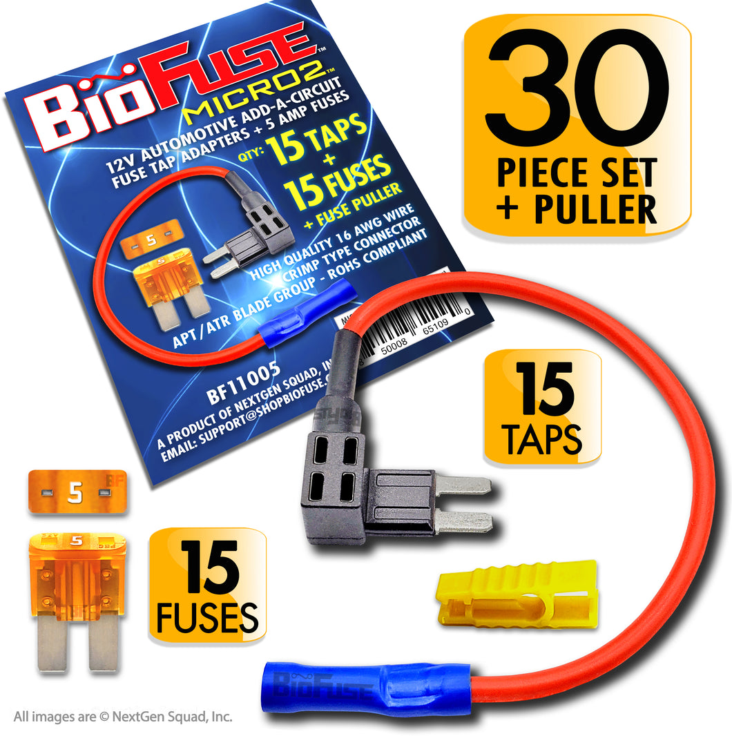 Micro2 30 Piece Add-a-Circuit Fuse Tap Holder and Fuses Bundle (Automo ...